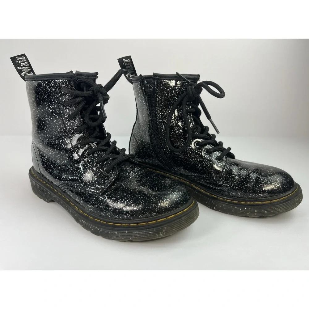 Dr Martens Black Cosmic Glitter Boots 1460J Youth Size 3
